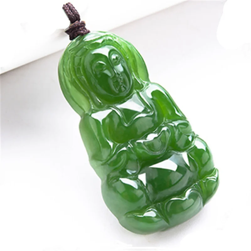 Hetian Avalokitesvara with Certificate Men's Guanyin Buddha Statue Women's Couple Jade Pendant Ja