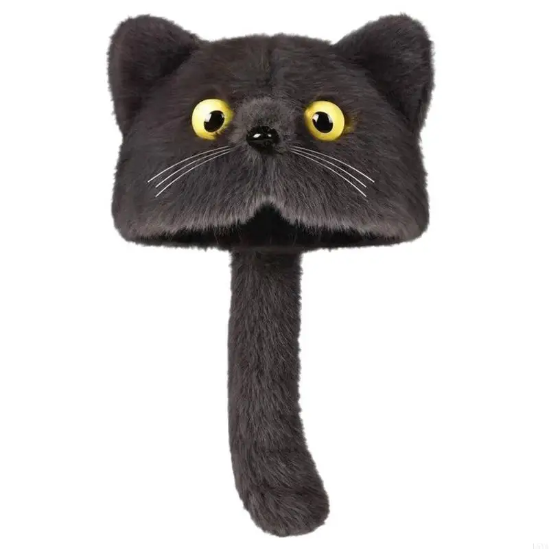 

L5YA Playfulness Cats Ears Furry Hat Soft Winter Hat For Adults Kids Costume Accessory
