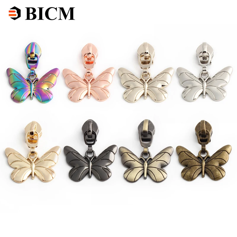 5/10Pcs Butterfly Zipper Pull 5# Zipper Slider For Nylon Zippers Tape Bag Purse Zip Puller Zip Repair Kit DIY Sewing Accessories