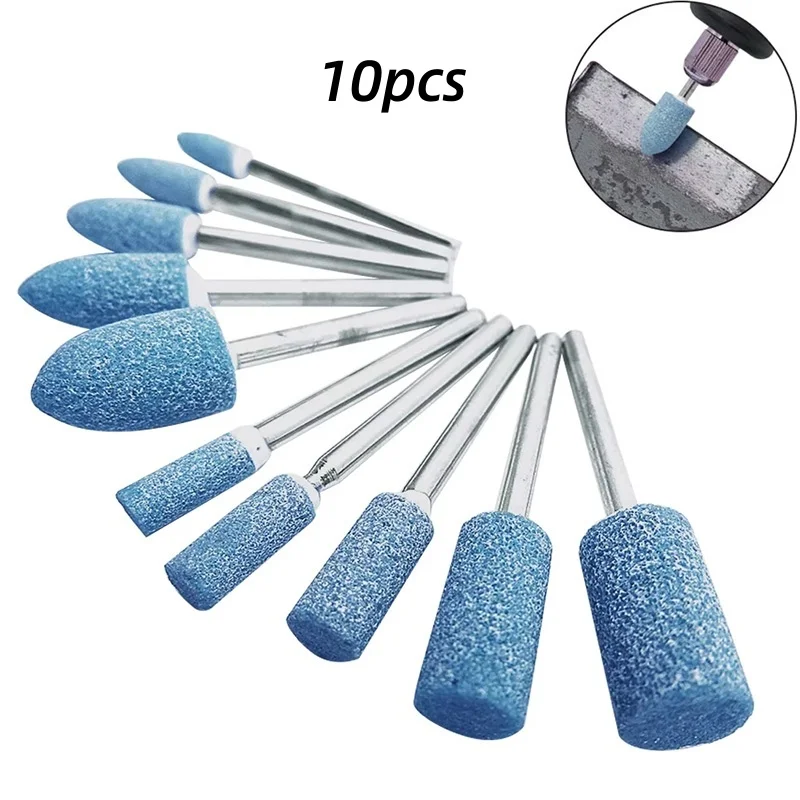 

10Pcs Abrasive Mounted Stone Polishing Head Grinding Stone Wheel Sanding Bits 3mm Shank Electric Drill Power Tools Accessories