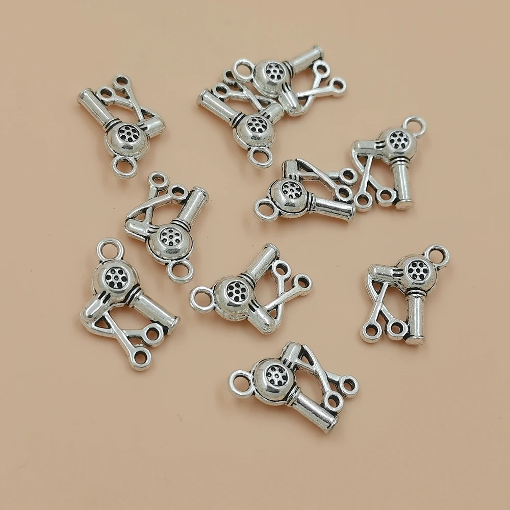 20Pcs Alloy charm Hair Dryer Pendants For Bracelets Necklace DIY Making Craft Supplies