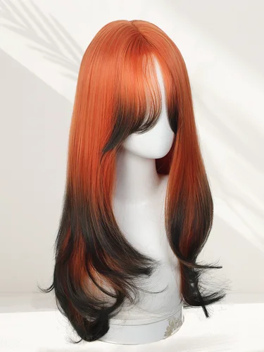 Imagen 2 del producto Peluca ondulada negra degradada naranja sintética LUPU, peluca resistente al calor con flequillo para mujer, fiesta, Cosplay, Festival de Halloween