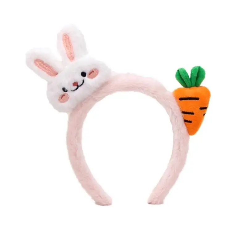 652F إكسسوار شعر الأرنب والجزر المرح، عصابات رأس من القطيفة الناعمة للأطفال والحفلات التنكرية والاستخدام اليومي