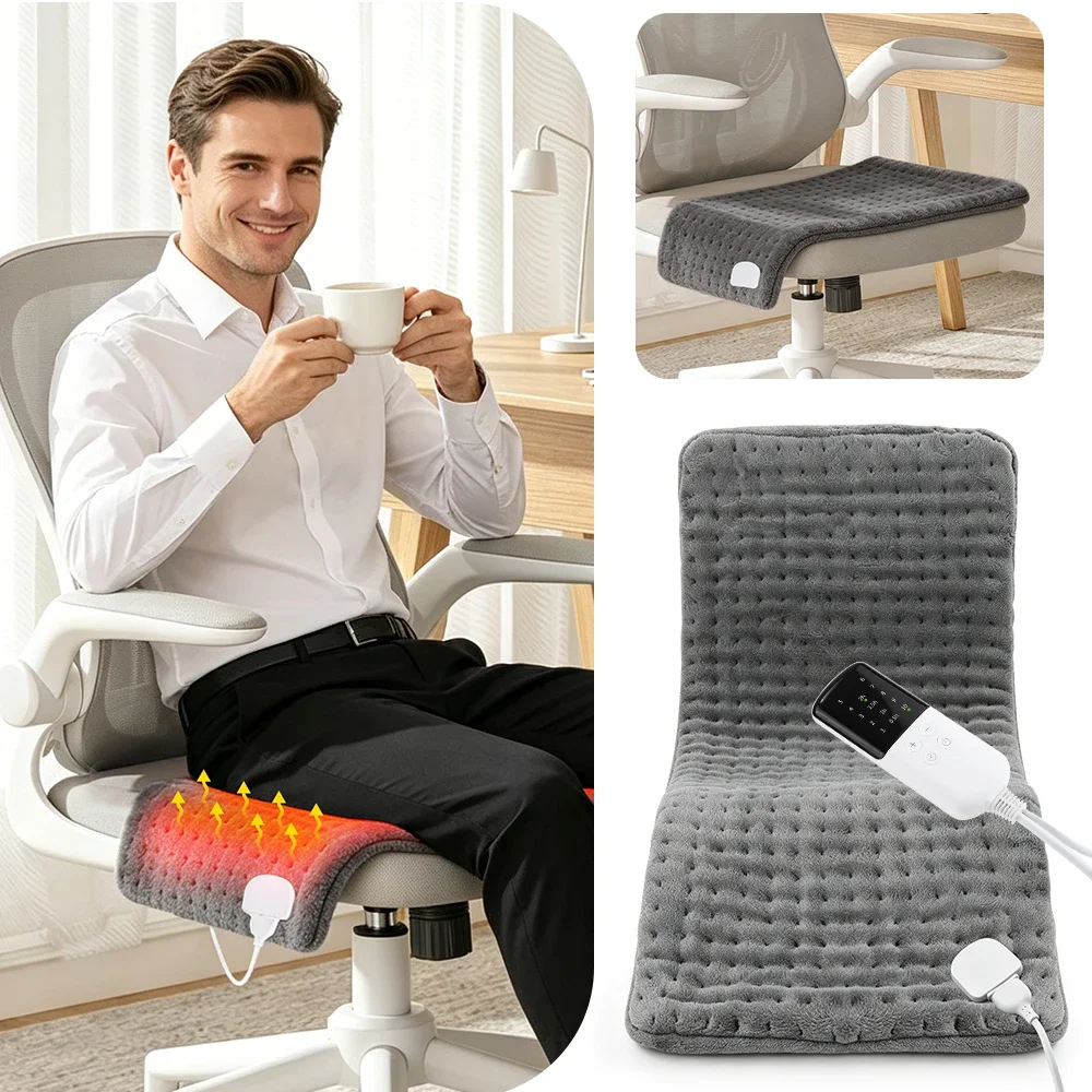 Electric Heating Pad Flannel 10 Warmth Modes 4 Timer Dual SCR Controller Auto Shut-off Portable Daily Comfort Muscle Relaxer Mat