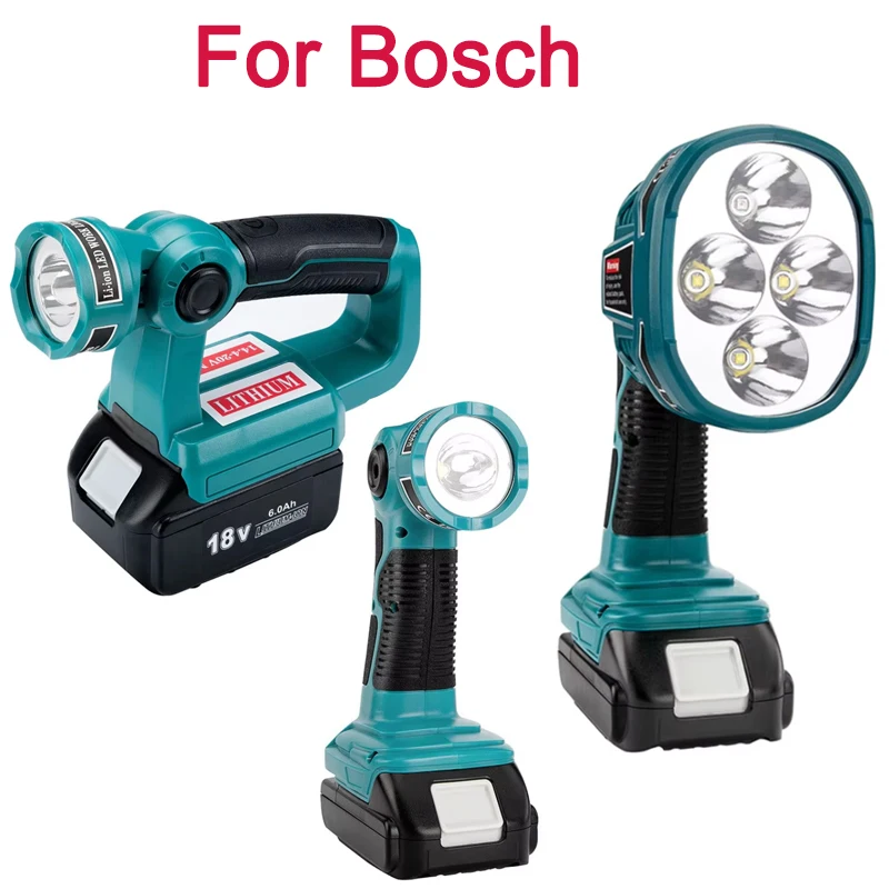 Lanterna de luz ao ar livre usbtorch para bosch 18v bateria li-ion 3w/12w sem fio led lâmpada de trabalho iluminação de acampamento