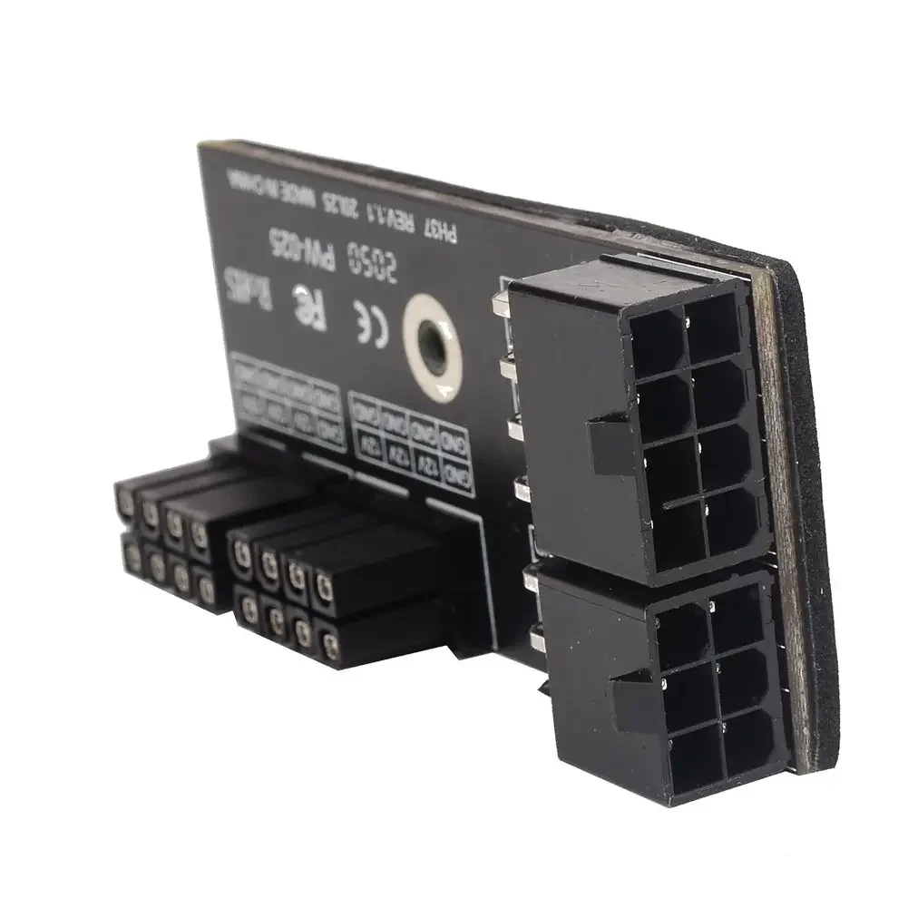 Adaptador doble ATX de 8 pines hembra a 6 + 8 pines macho en ángulo de 180 grados para GPU de tarjeta gráfica NVIDIA