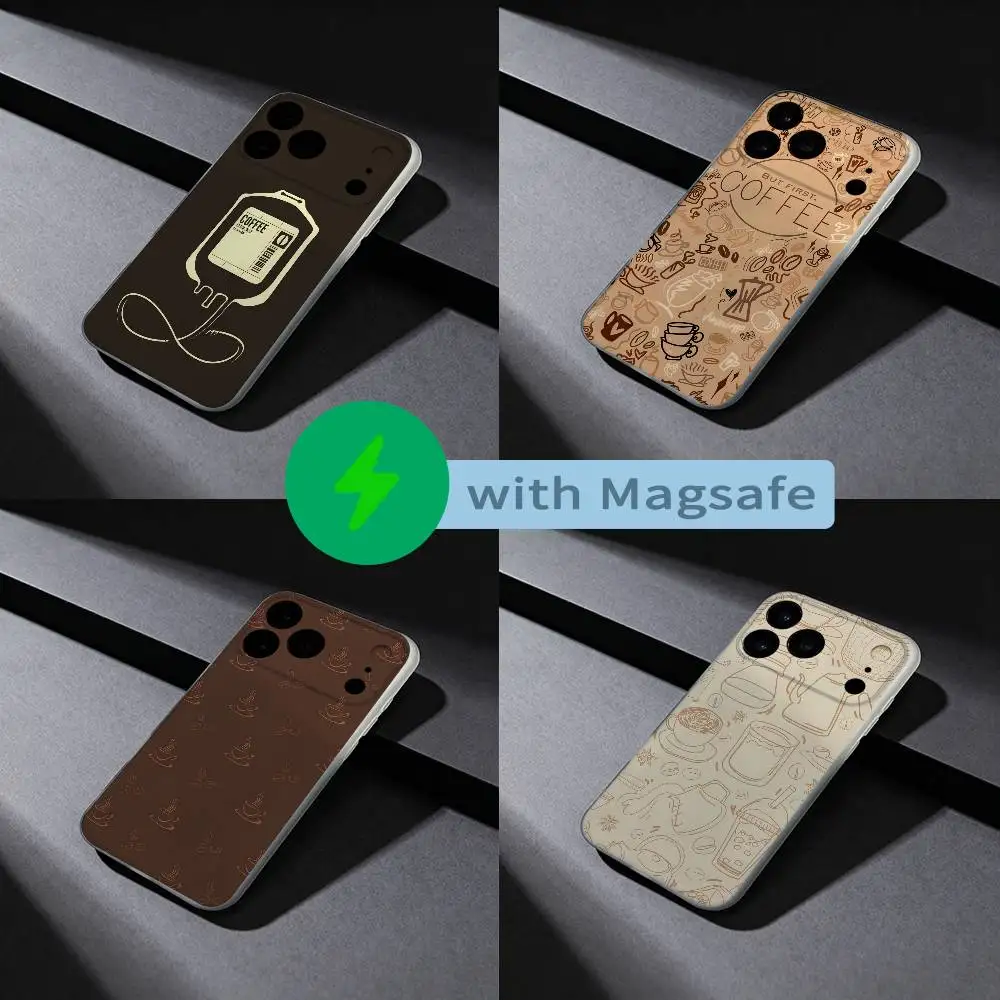 

Coffee Latte Ice Brown Phone Case For iPhone 17,16,15,14,13,12,X,XS,Pro,Max,Plus,E,Air,Mini with Magsafe Magnetic Liquid TPU