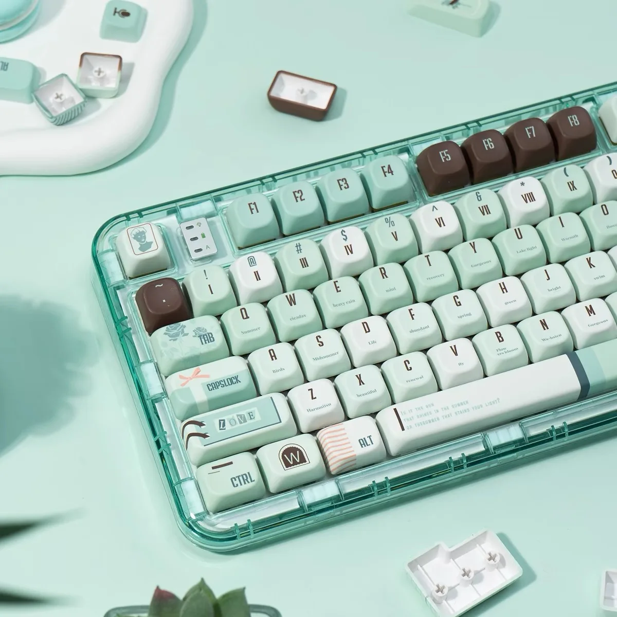 Mint Keycaps Cool Keycap SOA Profile Key Cap Gift PBT Keycaps 147 Keys Dye Sublimation Mechanical Keyboard Keycap MX Switch Cap