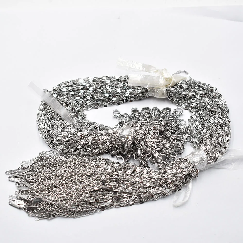 Aço inoxidável Lip Water Wave Chains, DIY Jóias Colares, Bulk Venda Acessórios, Atacado, 40 plus 5cm, 1.5mm, 100Pcs por lote