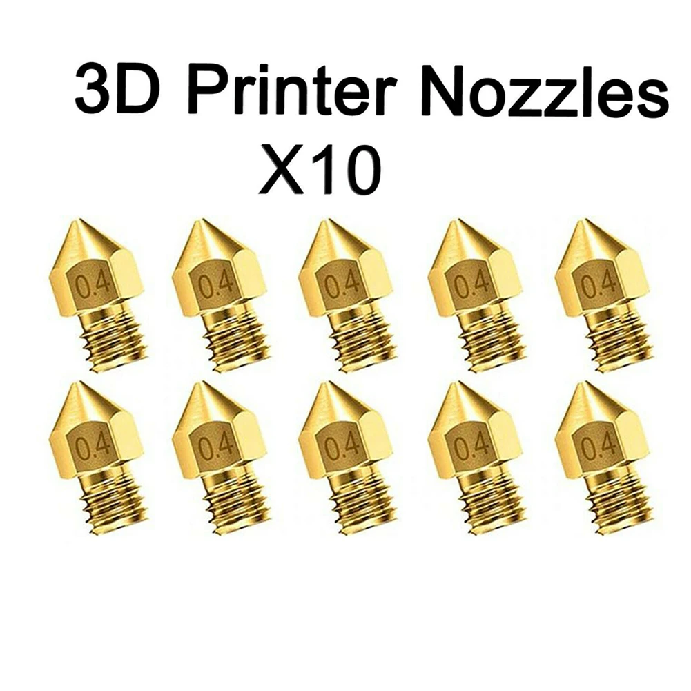 Brass Nozzle M6 Thread Brass Nozzle For 3D Printer For Makerbot Anet A8 Nozzle Accessories 10pcs New Practical