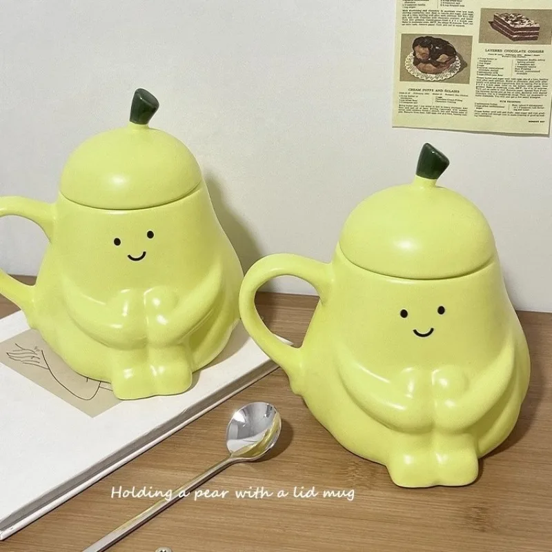 

Fun Pear Shaped Ceramic Cup Embracing Pear Coffee Cup Heat-resistant Water Cup Valentine's Day Gift Mug