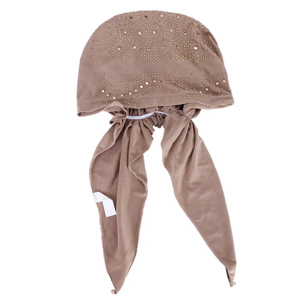 

Ladies'Crystal Hemp Hot Pressed Glass Diamond Headscarf Hat Fashionable Hot Pressed Diamond Solid Color Elastic Pullover Hat