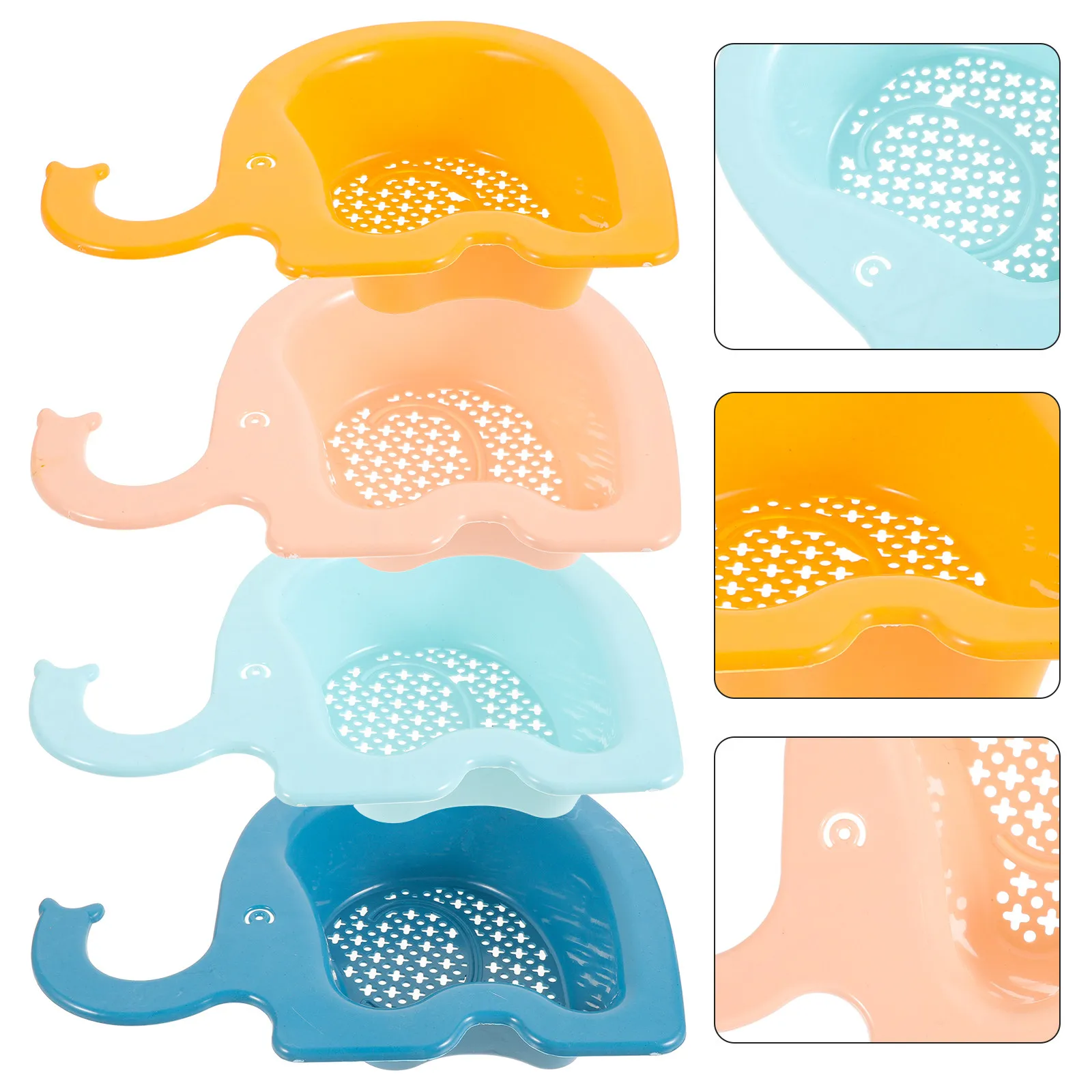 

4pcs Drainage Basket Kitchen Sink Strainer Elephant Design Plastic Food Catcher For Sink Filter Washing Pasta Potato Draining