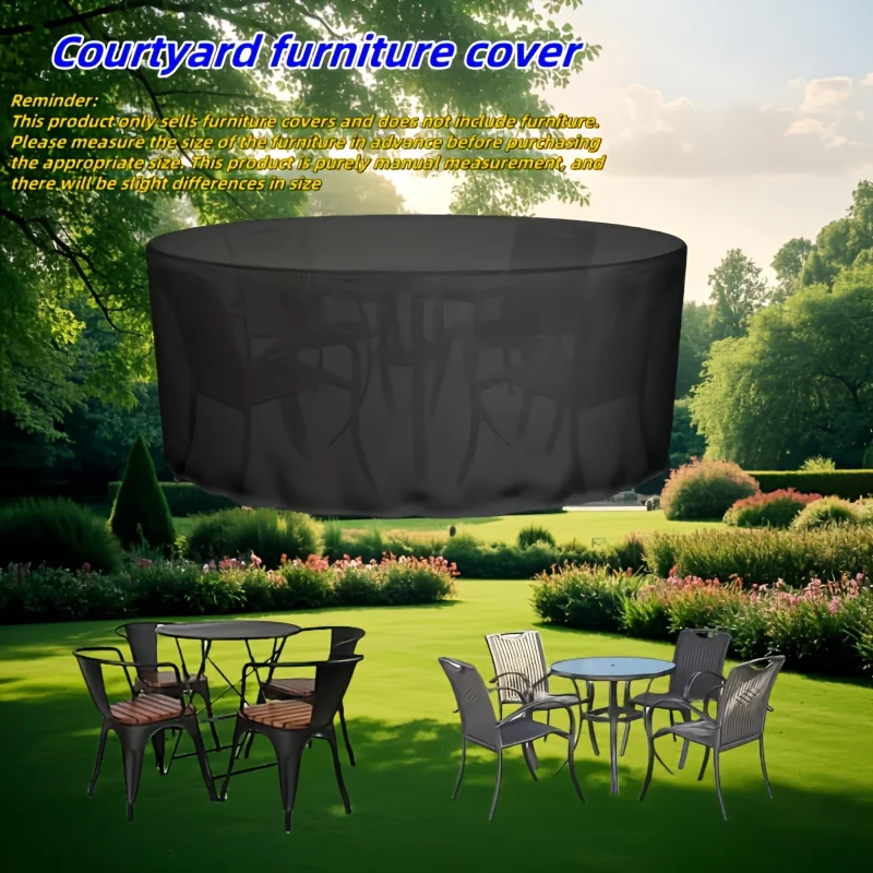 1 Piece Round Dining Table Cover, 210D Polyester Sewn, All-Weather Furniture Cover Dust Cover, 15 Sizes Available.