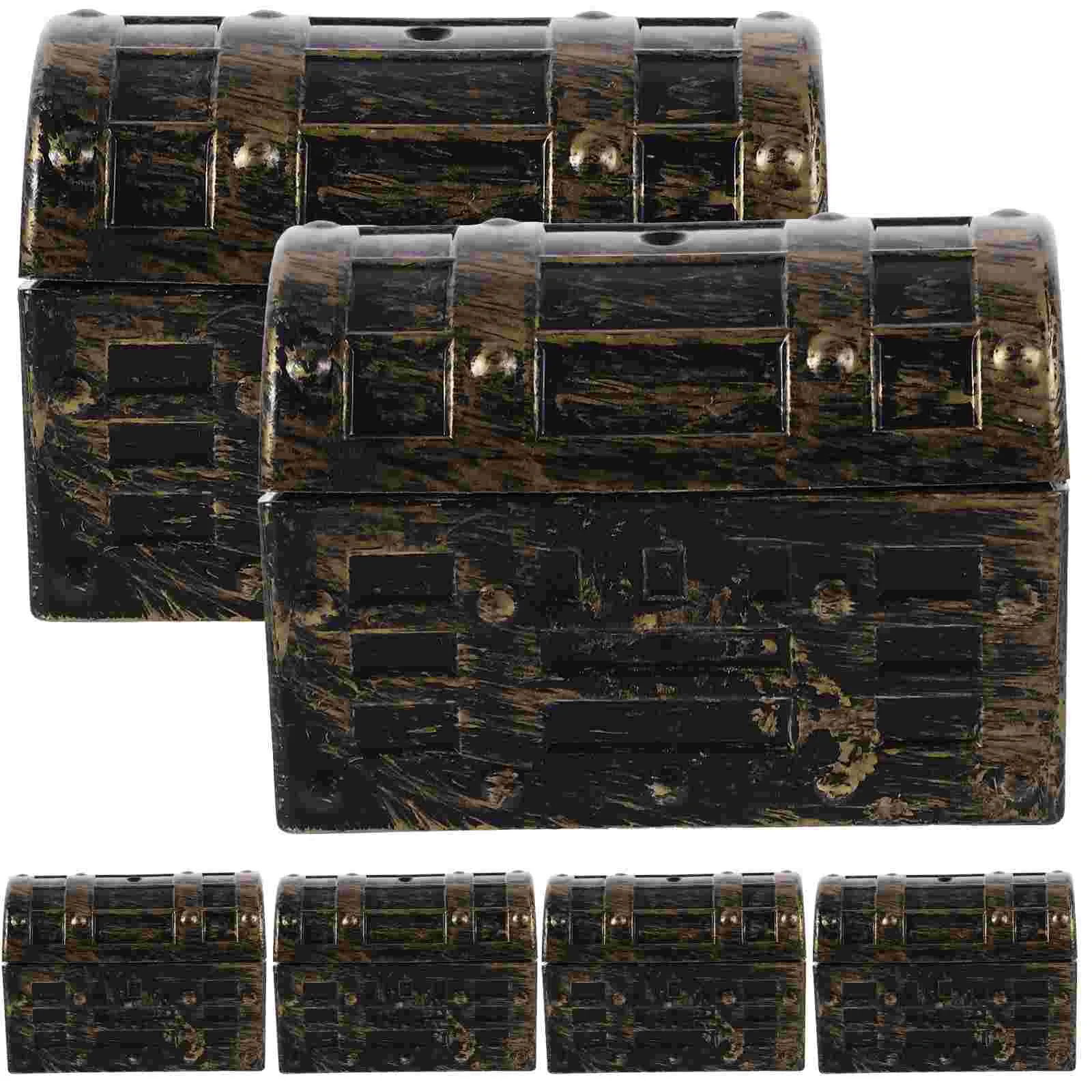 6pcs Small Pirate Chests Multi-functional Storage Plastic Boxes Vintage Treasure Boxes for Jewelry Toys