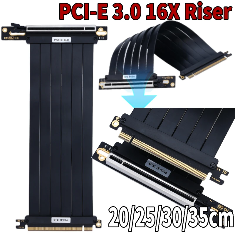 

Гибкая карта расширения PCIe3.0 X16, удлинитель для графического процессора PCI Express Gen3, графическая карта для материнской платы 90 ° 180 ° Порт адаптера EMI Shield