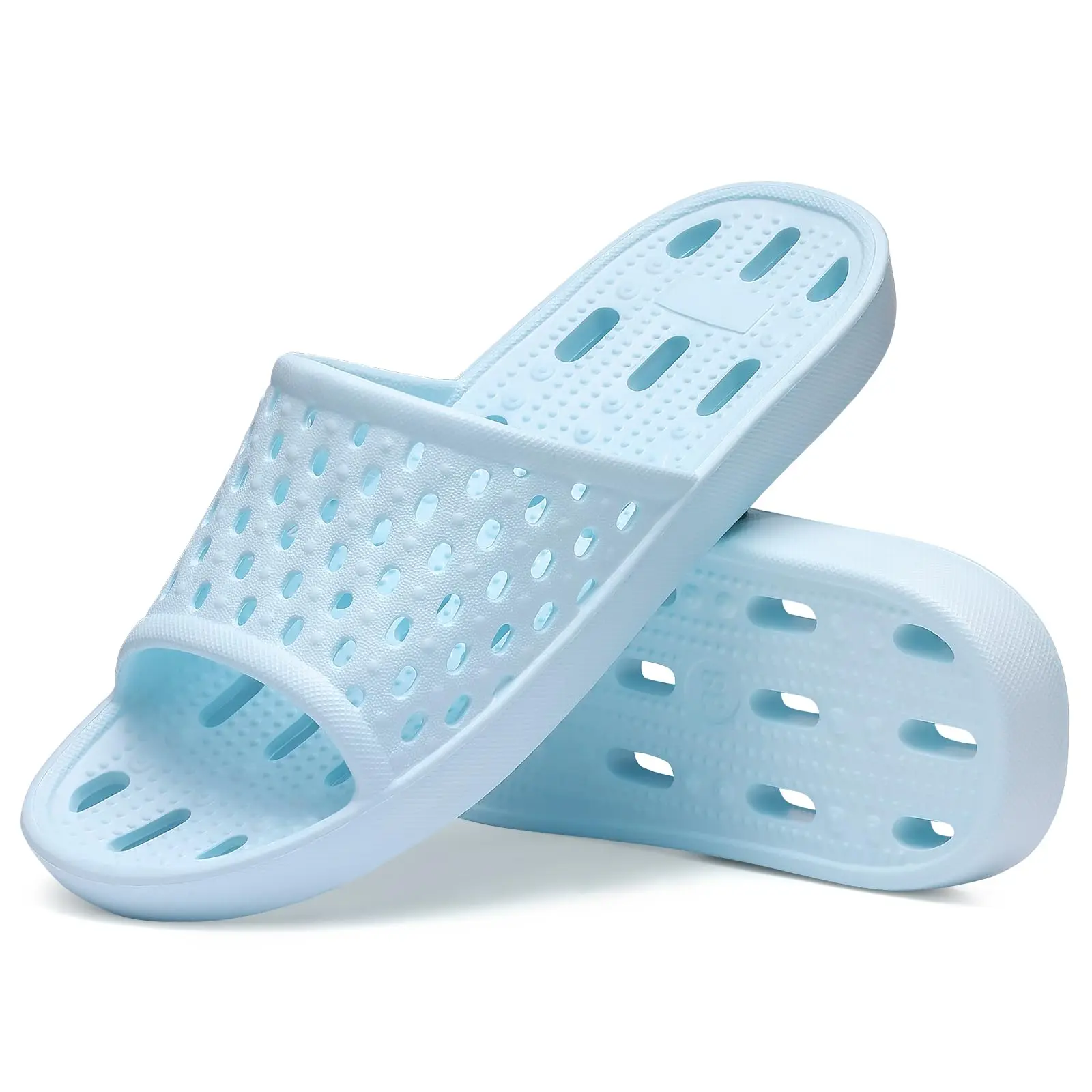 Shevalues Schnelltrocknende Damen-Duschpantoffeln, flache Slip-On-Hausschuhe, bequeme Badezimmer-Slides, rutschfeste Pool-Sandalen für den Fitnessbereich – Detail 23