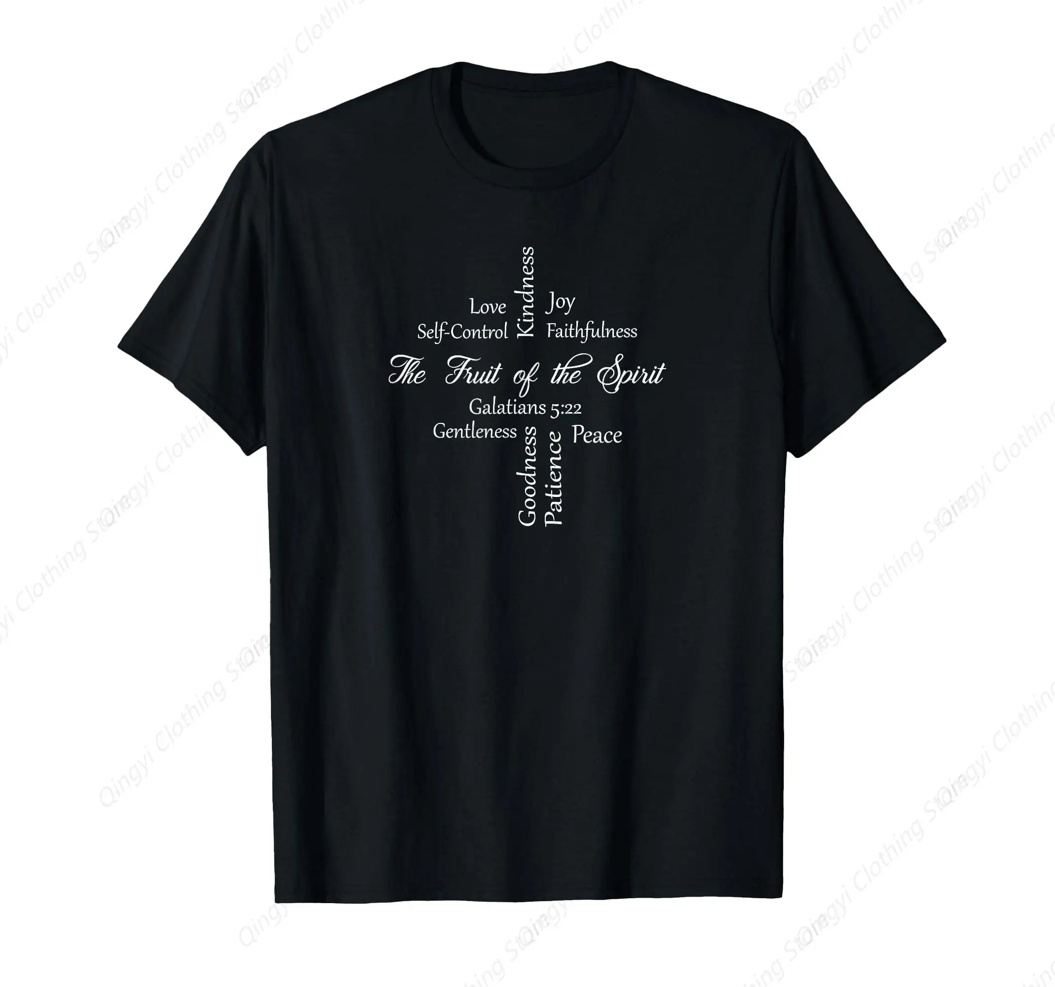 

Christian Gift T-Shirt Fruit of the Spirit in Shape of Cross T-Shirt