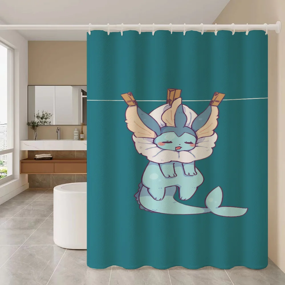 Curtains for Bathroom Shower Curtain Bath Curtain P-pokemons Eevee Sets Accessories Waterproof Fabric the Set European Products