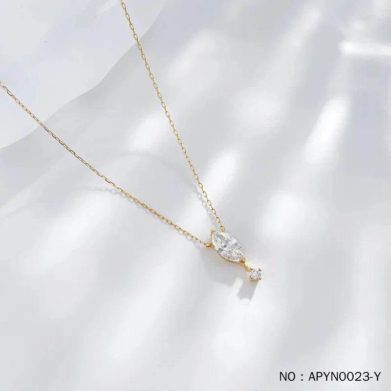 18K Yellow Gold Marquise Cut Lab Grown Diamond Necklace Unique Shape Luxury Minimalist Style Elegant Dainty Pendant for Women