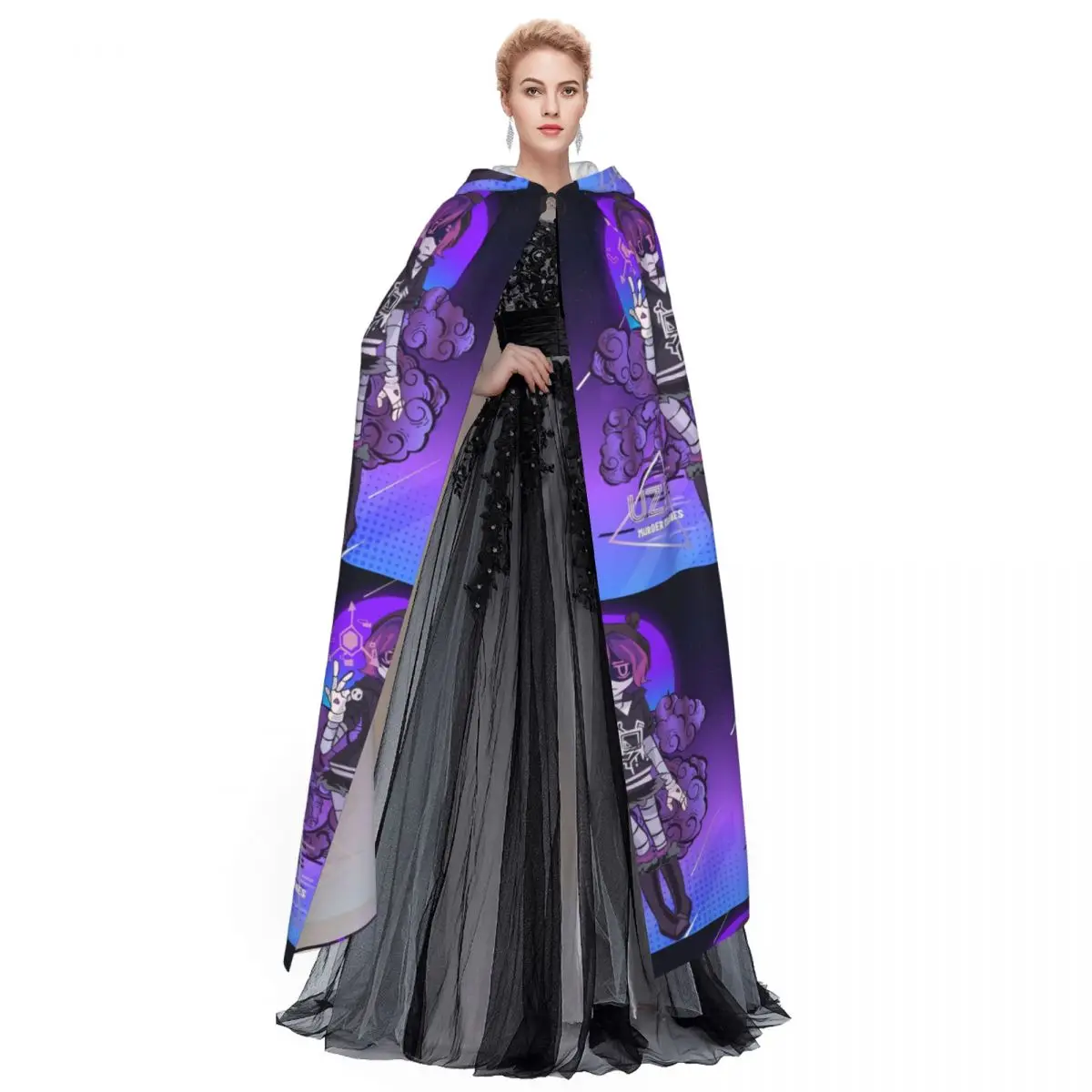 Murder Drones N And Uzi Doorman Long Hooded Cloak Witch Medieval Costume Cosplay Cape HalloweenVampire Adult Unisex - view 5
