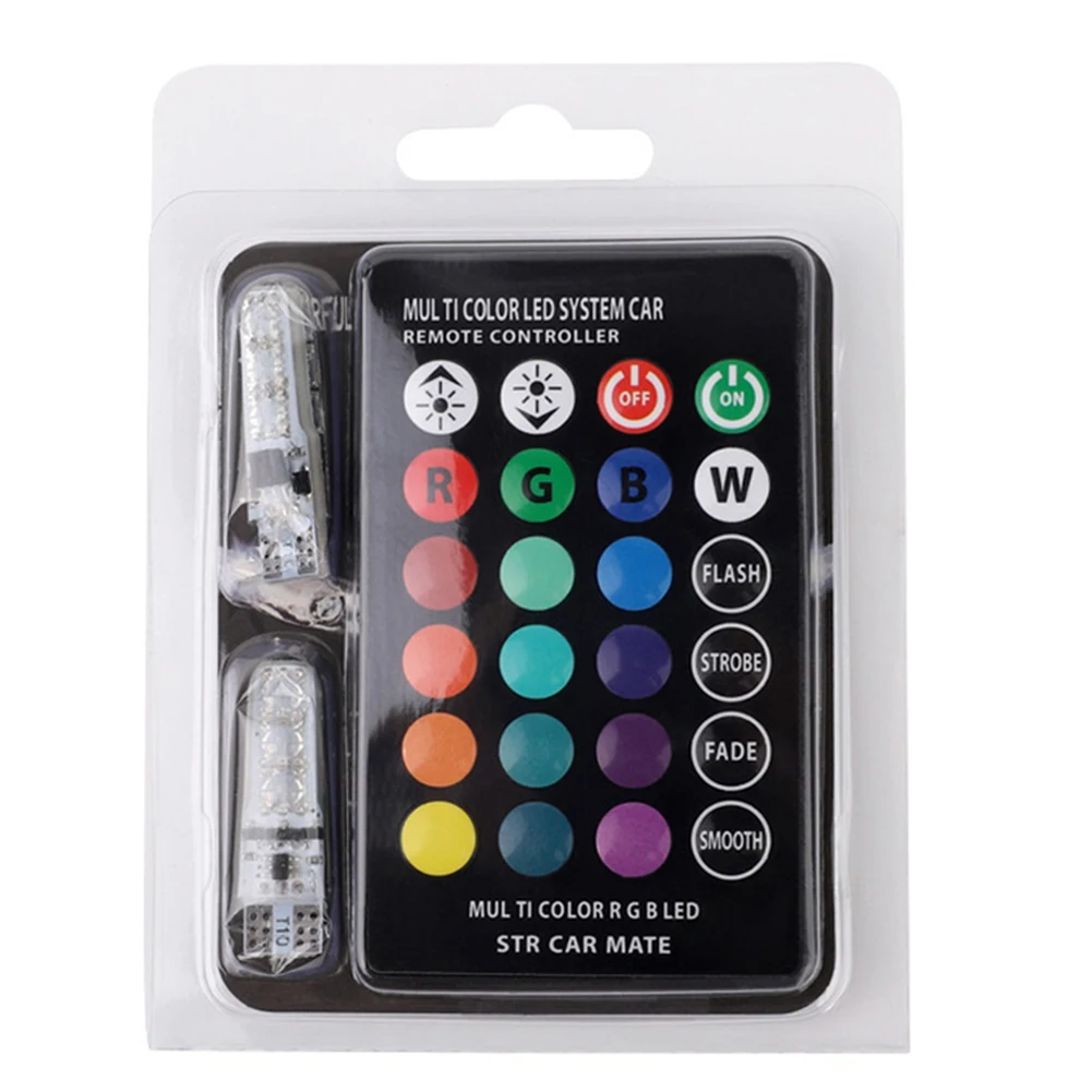 For Interior Decoration Wireless LED Bulb T10 RGB LED Bulb Motorcycle Decorative Lamp Convenient Color Adjustment