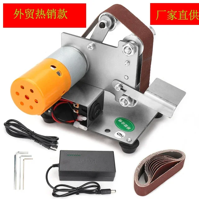 Miniature Mini Belt Grinding Machine DIY Polishing Machine Woodworking Grinder Angle Sharpener Cutting Machine Household Desktop