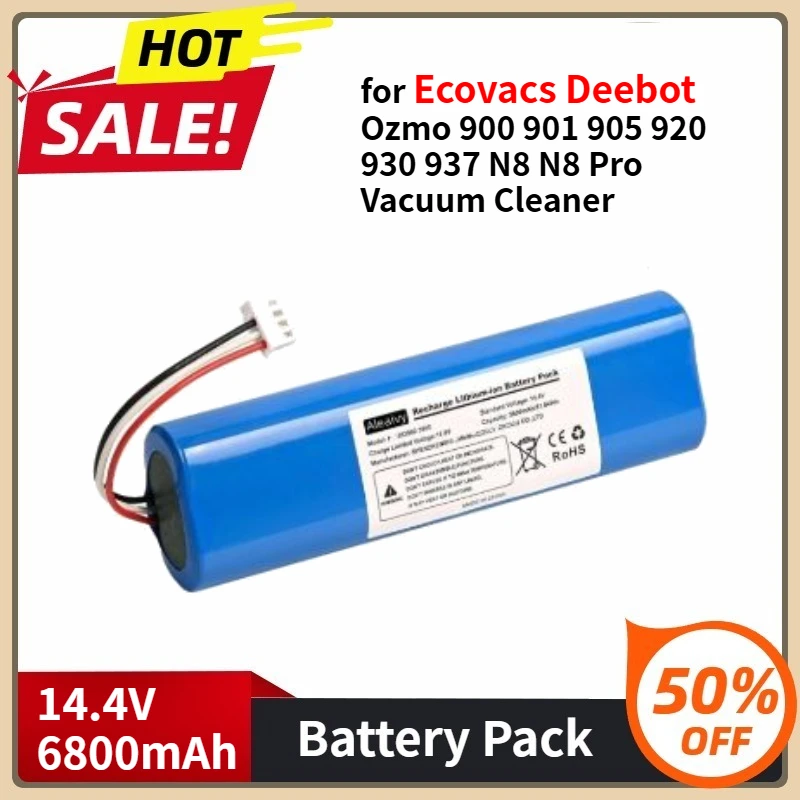 

Replacement Battery for Ecovacs Deebot Ozmo 900 901 905 920 930 937 N8 N8 Pro Li-ION Robot Vacuum Cleaner 14.4V 6800mAh Battery