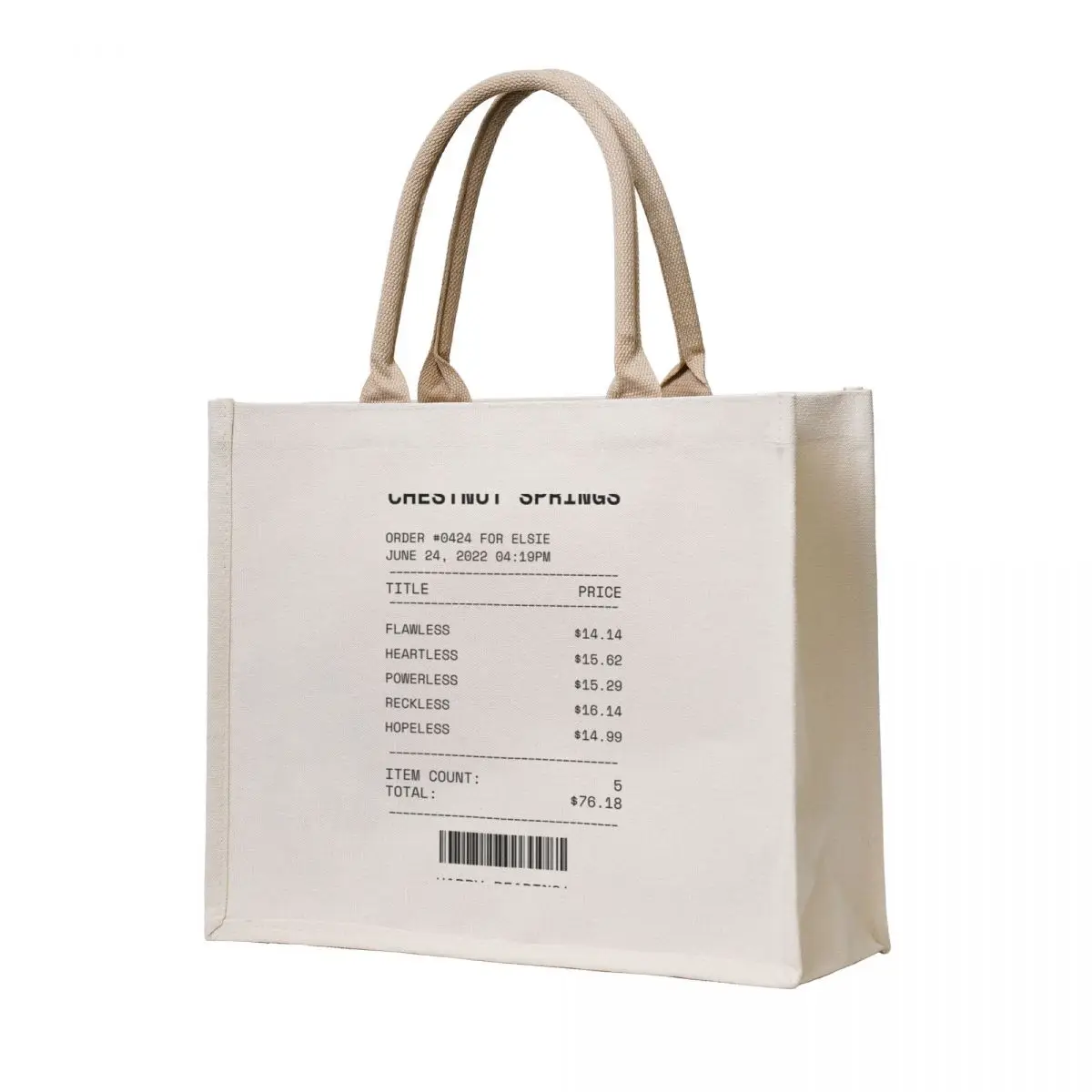 

chestnut springs by elsie silver bookstore receipt Tote Bag Shopper handbag Big bag sac pour femme Candy bags