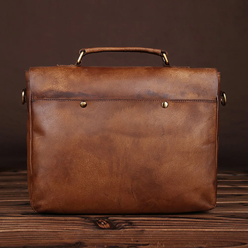 Imagem -04 - Couro de Vaca Vintage Bolsa de Couro Genuíno para Homens Bolsala para Laptop Pasta de Negócios Bolsa de Ombro Casual Bolsas Tiracolo Novos