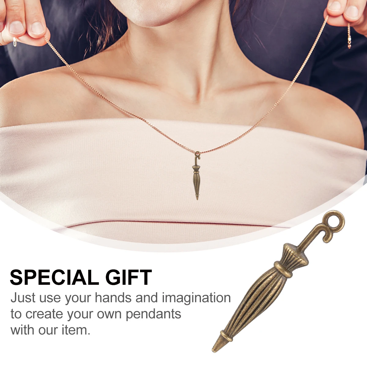 

50 Pcs Alloy Accessories Pendant Jewelry Making Umbrella Charms Vintage Necklace Metal