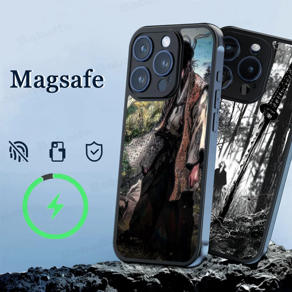 Manga M-Miyamoto M-Musashi Vagabond Phone Magnetic Case For IPhone 16 14 13 12 15 Pro Max Plus For Magsafe Wireless Charge Cover