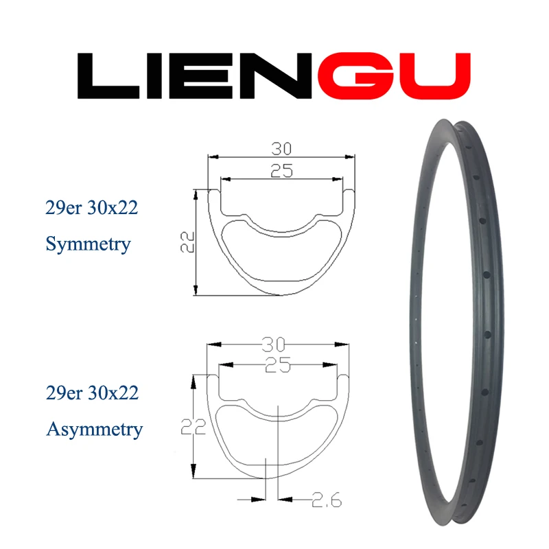 

LIENGU MTB Carbon Rim 29er Asymmetry Symmetry 30mm Width 22mm Depth Wheel NL UL HL XC Tubeless 29 Inch Bike Cross Country Ring