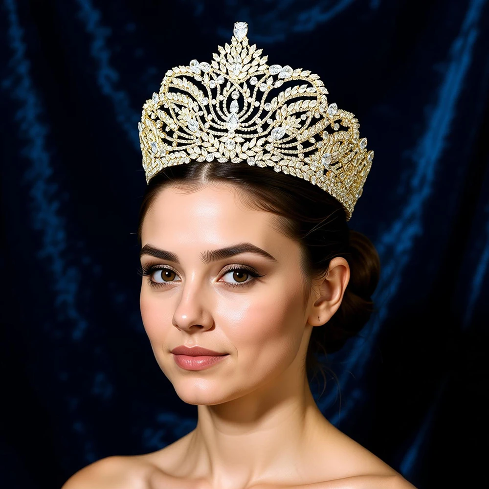 

Cubic Zirconia Bridal Tiara Crown Princess Queen Headdress for Wedding Pageant Women Prom CZ Bride Headpiece Diadem