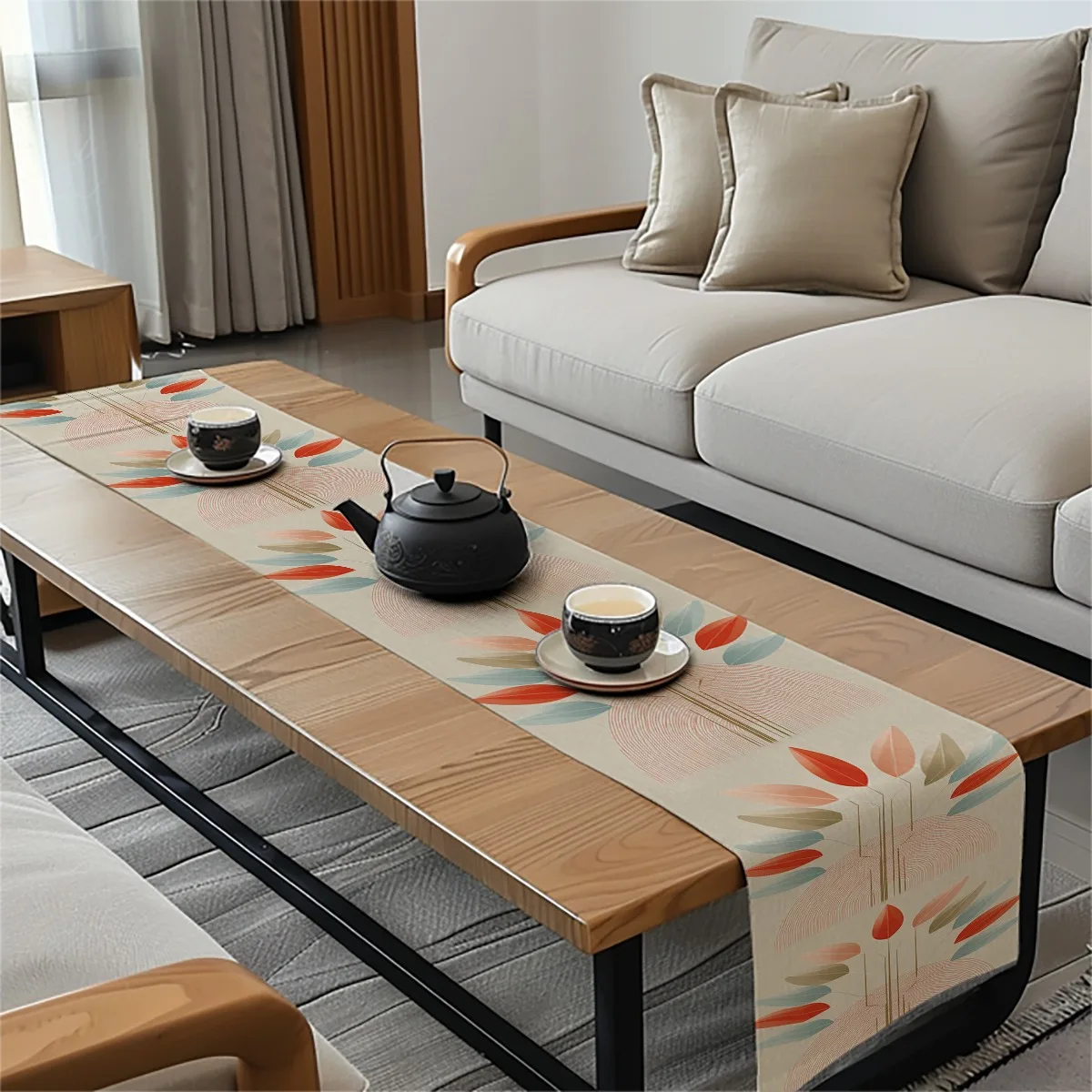 decorations table runner Abstract Leaf Mid Century Modern Print Tablecloth for Home Kitchen Party Settings Gift Ideas,Dinner Set
