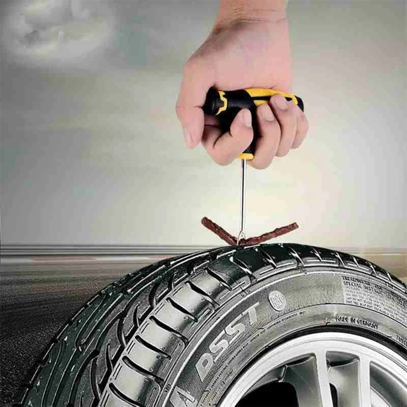 Car Tire Repair Tool Kit Emergency Repairing Tool with Repairs Rubber Strips Tire Quick Repairing Set Tire Puncture Tool