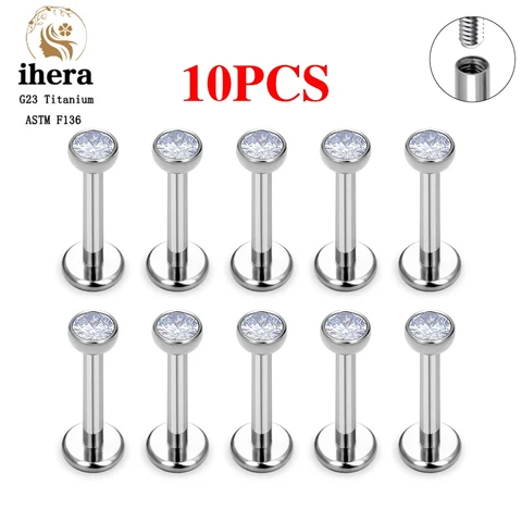 10/50 шт. титановые лабреты ihera 16G с фианитами