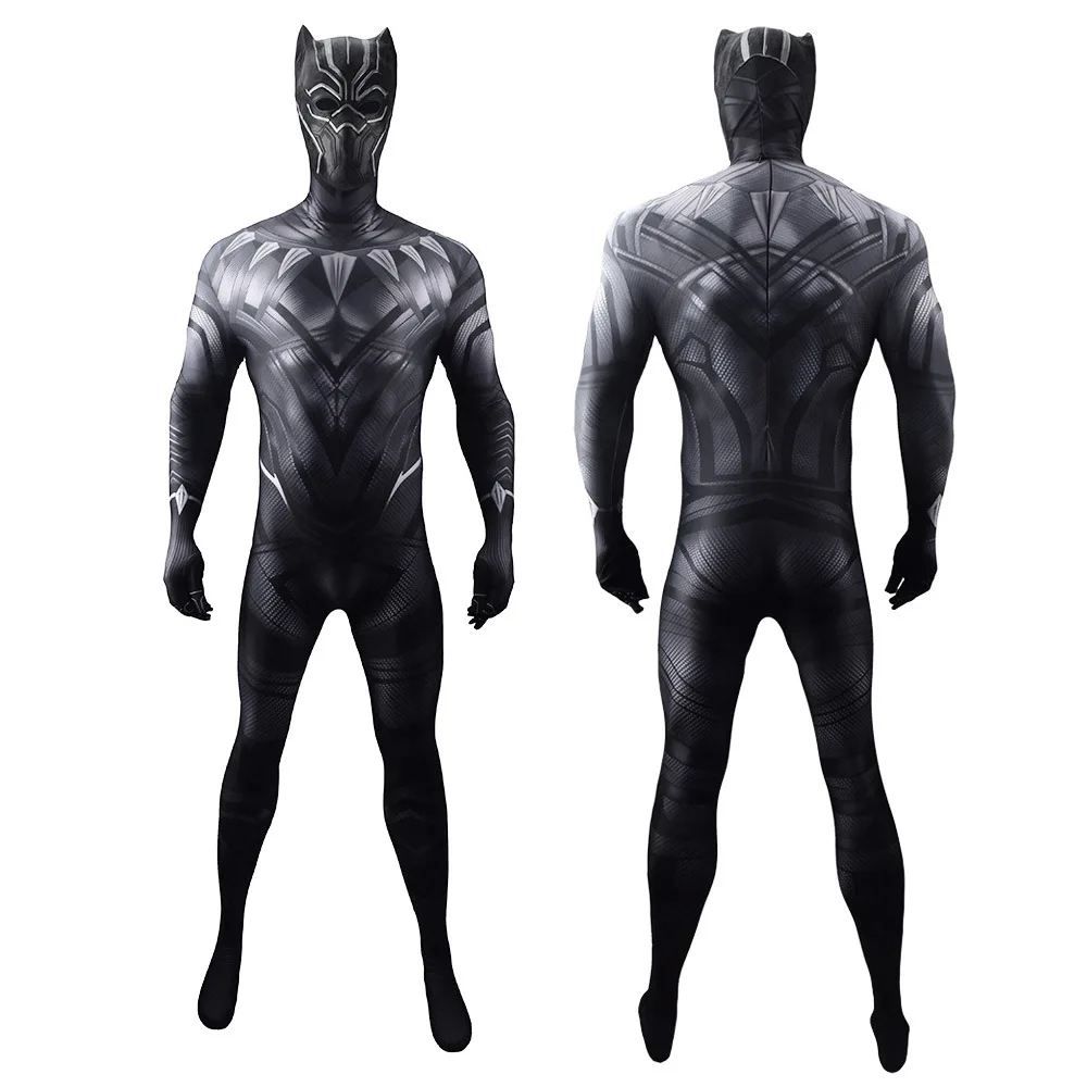 Black Panther Cosplay Costume Panther Superhero Spandex Body Zentai Suits Black Panther  Disfraces Para Halloween Costume Adult