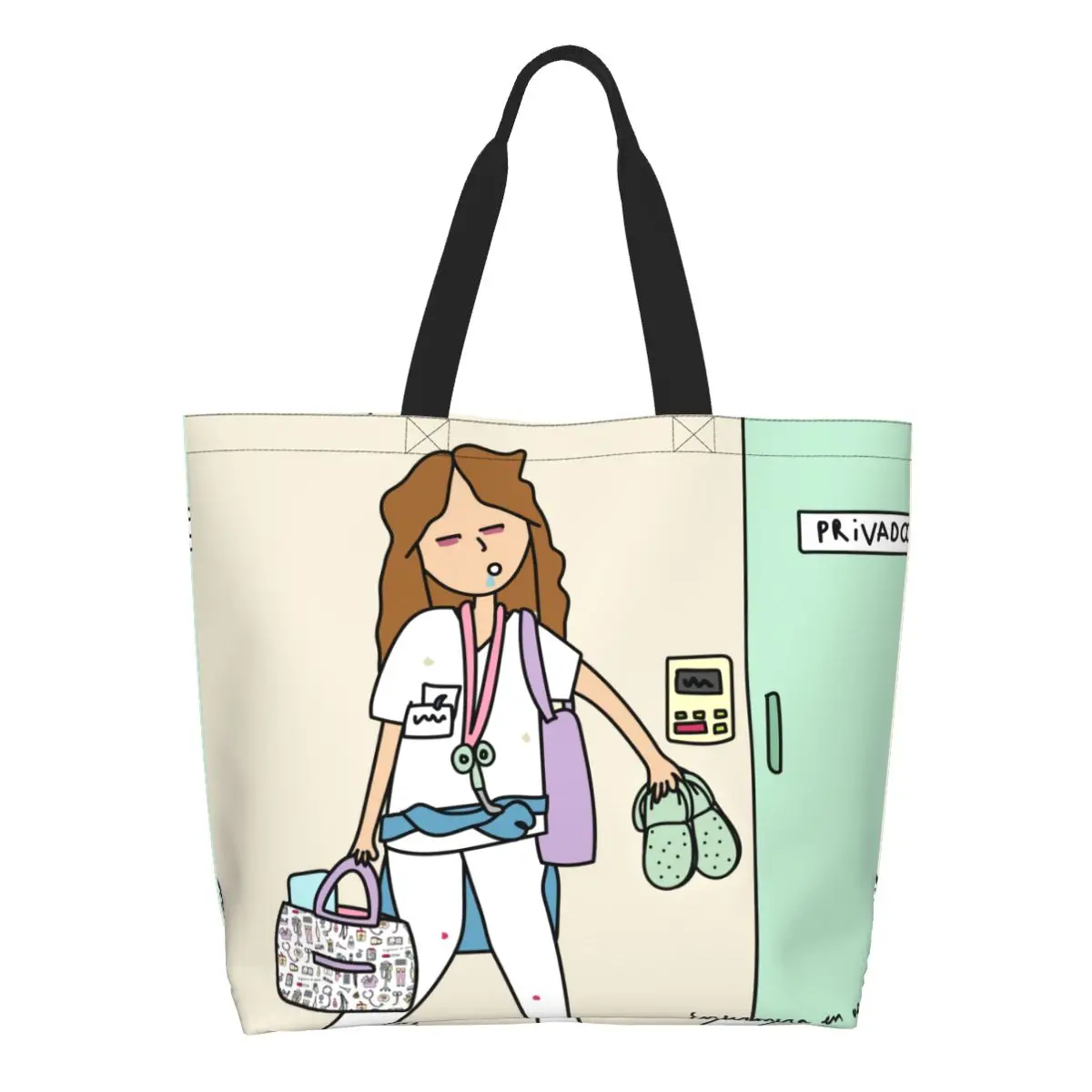 Casual nurse medical doctor Women No Paro De Doblar - Enfermera En Apuros 1 Merchandise Top Handle Bags Large Capacity Handbag