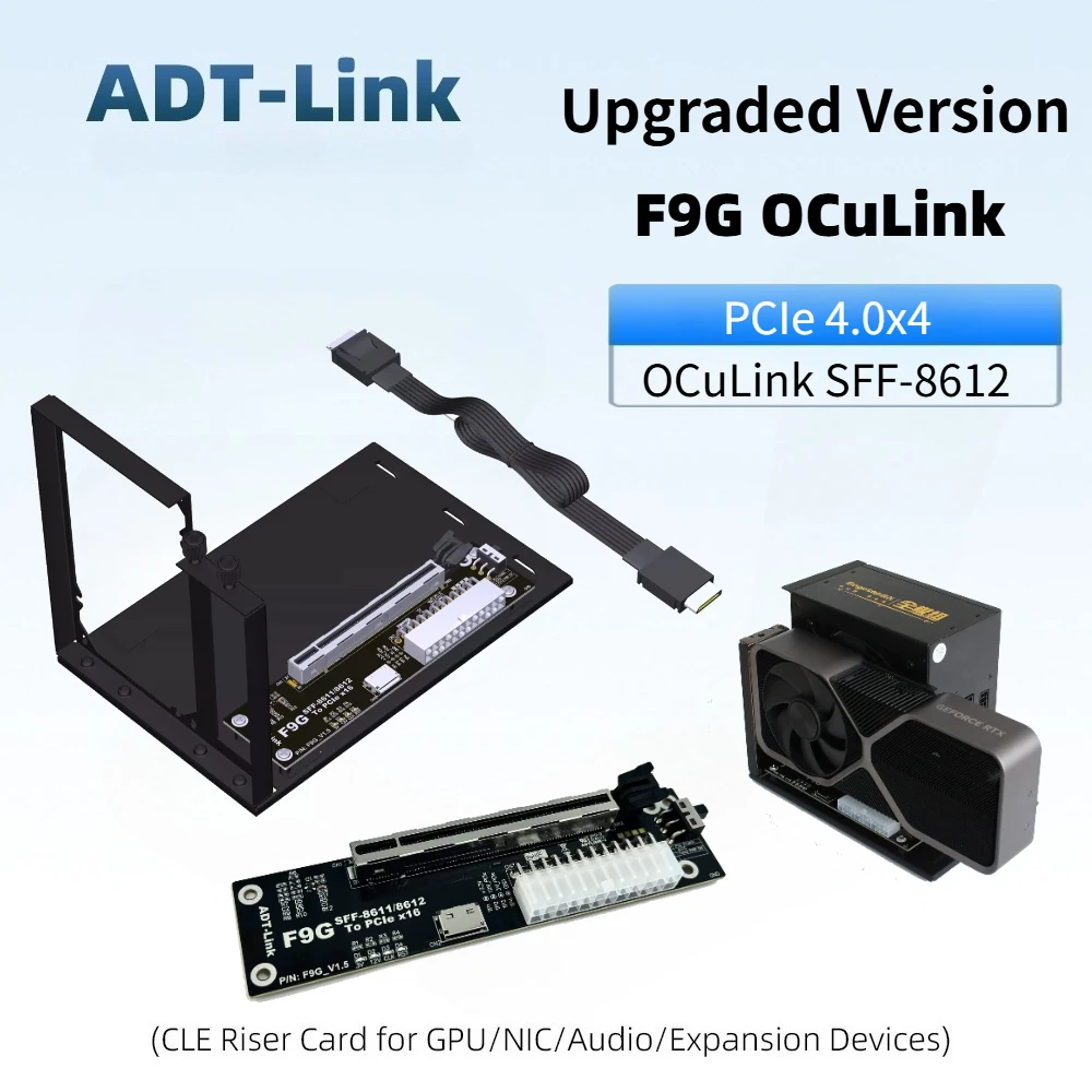 F9G EGPU OCuLink GPU Dock PCIe 4.0/5.0 X4 M.2 PC Notebook Laptop to External Video Graphics Card for NVIDIA RTX4090 AMD RX7900xt