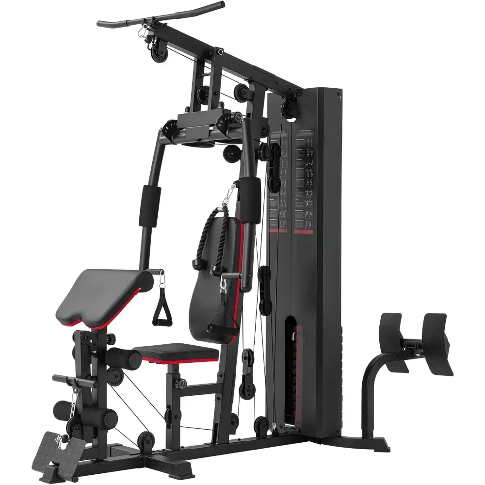 Multifunctional Home Gym Equipment, Home Gym Station with 150LBS Weight Stack, Exercise Equipment Strength Training, Power Tower