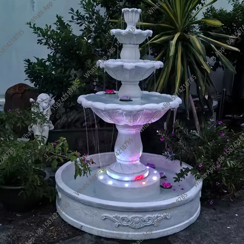 M European-style Three-layer Wedding Fountain, Courtyard Decoration, Balcony Simple Water View, Wishing Pool Ornament