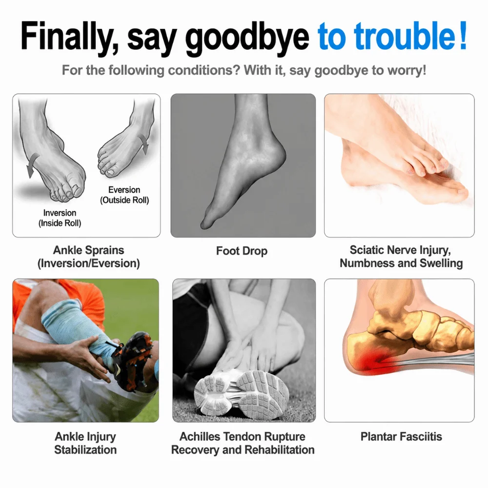 Adjustable Drop Foot Orthosis Breathable Left Right Ankle Foot Orthosis Rigid Shell Walking Wearable Ankle Stabilizer Brace