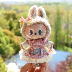 Labubu Tulip Dress Suit For 17cm Keychain Doll Mini Plush Doll'S Stray Kids Dolls Diy Gift Vinyl Doll Western-Style Clothes