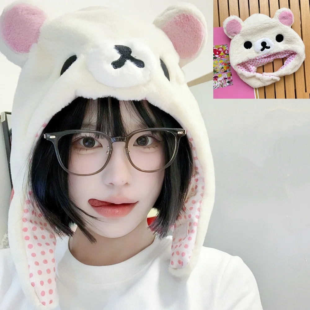 

Kawaii Rilakkuma Korilakkuma Bear, милая зимняя теплая шапка для женщин, девочек и мальчиков, милая шапка с героями мультфильмов аниме, подарки