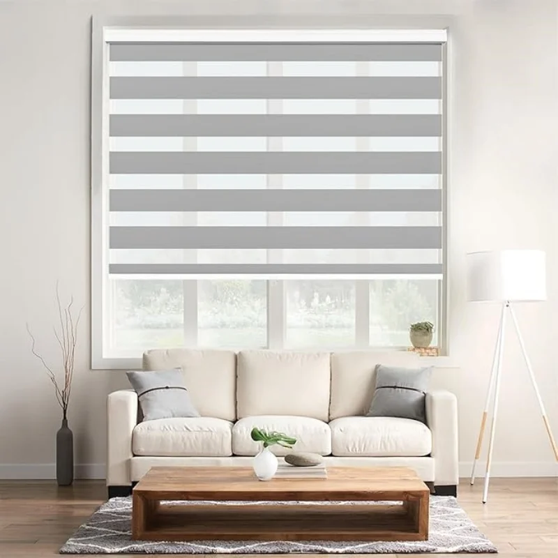 Customized Window Blind Filtering Sunscreen Fabric Aluminium Materials Manual Spring Cordless Zebra Roller Blinds For Bedroom