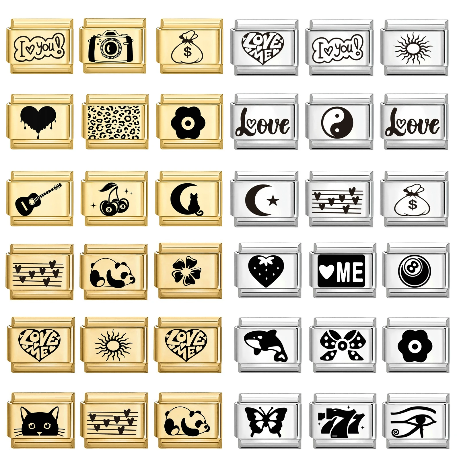 الحلو الوردي الحب القلب لطيف القطط الأزرق عيون سحر الروابط الخرز صالح 9 مللي متر الفولاذ المقاوم للصدأ الإيطالية سحر سوار DIY بها بنفسك صنع الهدايا #3