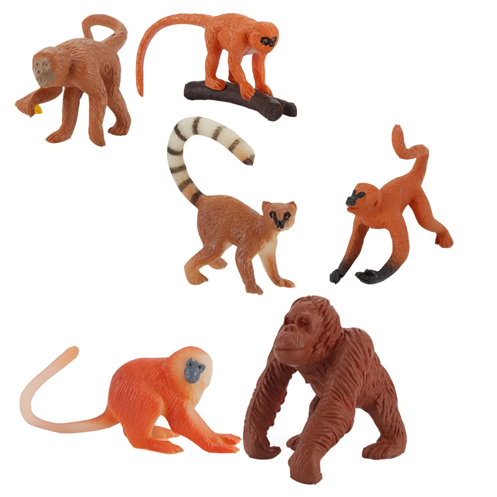 

6 PCS Monkey Model Animal Models Simulation Toy Childrens Toys Imitated Tiny Figurines Kids One Piece Funny Playthings