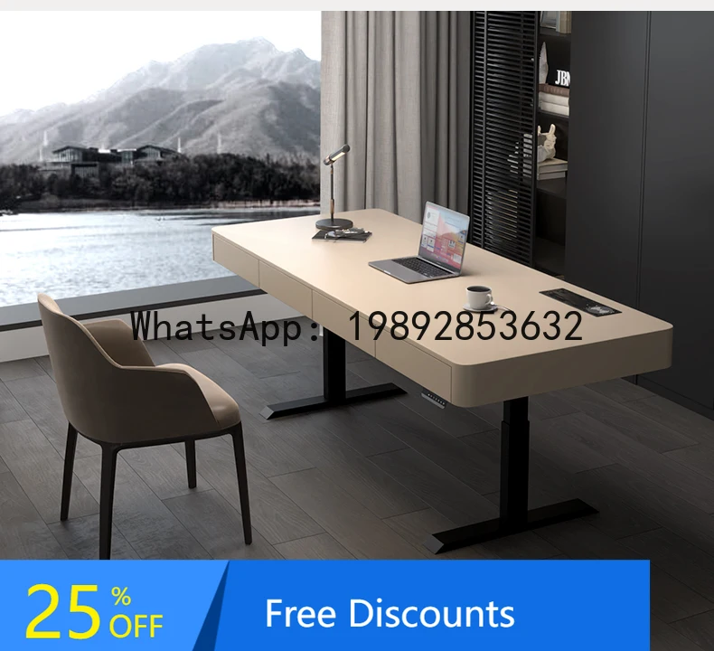 Solid Wood Smart Electric Height Adjustable Desk Dual Motor Adult Home Use Double Person Living Room Work Desk