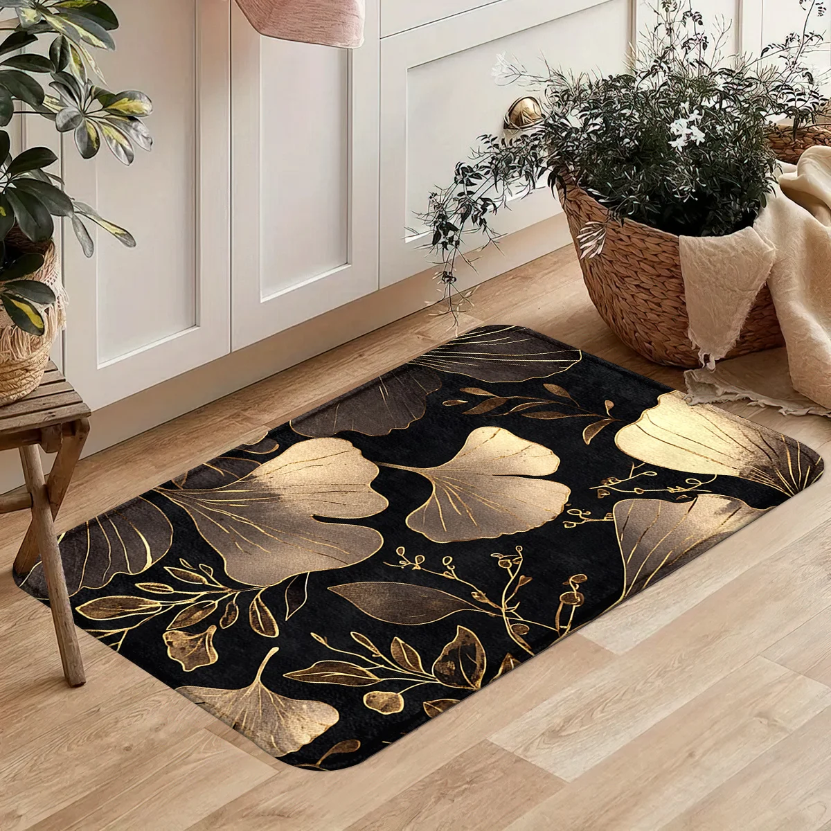 Farmhouse Lemon Flower Kitchen Rug  Retro Vase White Wildflower Fruit Decor Anti Slip Kitchen Entry Floor Mat